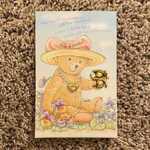 HALLMARK Set of Gold-Toned Pins (2) with Bear Card “The Heart Remembers”